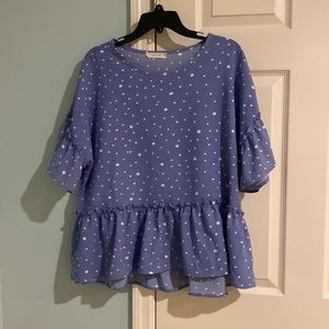 Blue poka dotted beautiful dressy shirt